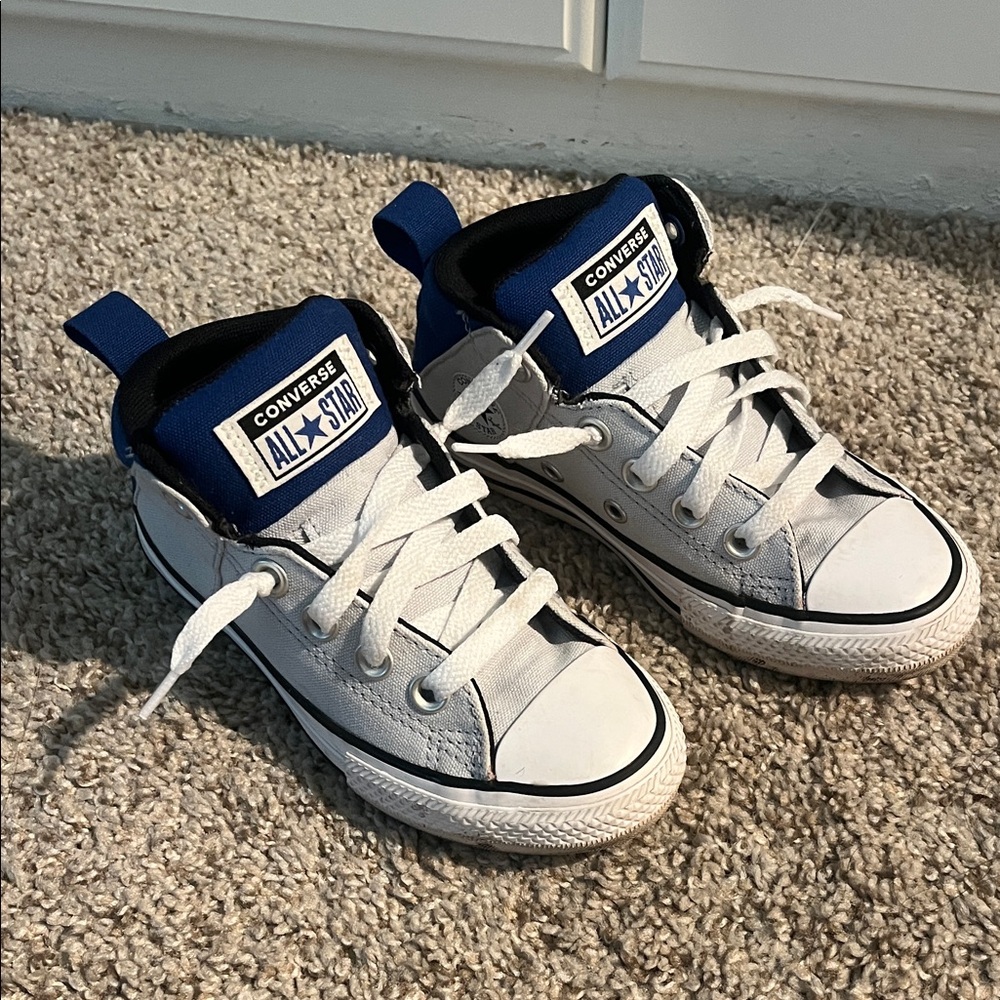 Converse Kids All Star White and Navy Sneakers